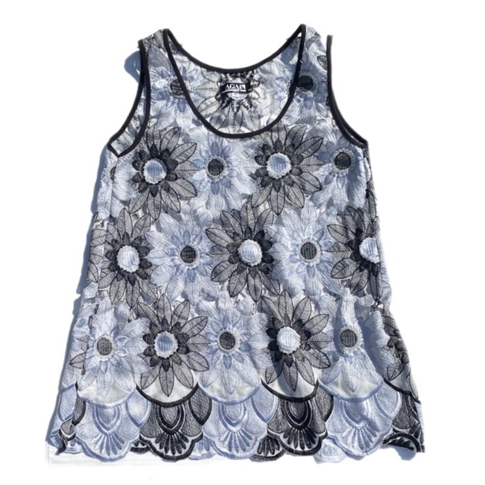 AGAIN Naked Mini Dress Sheer Lace Floral Size Small - Picture 5 of 8